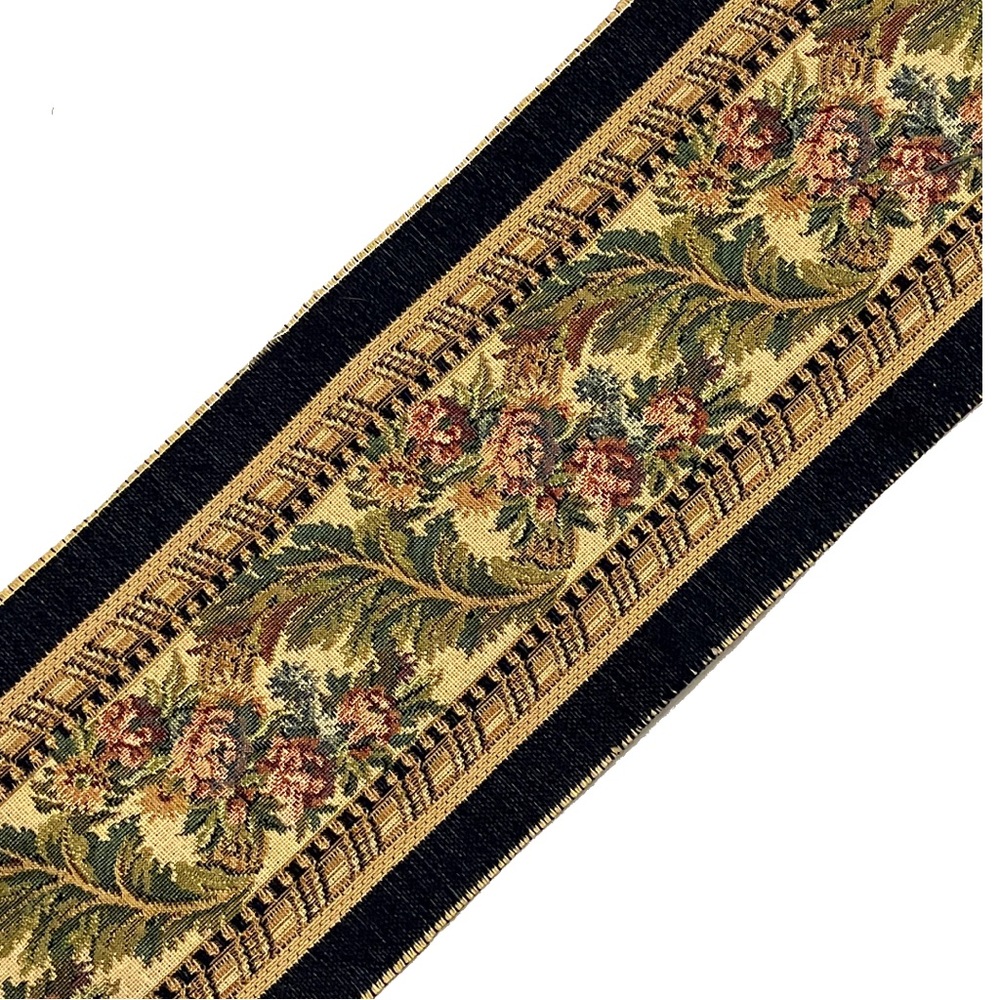 Tapestry Border Fabric - Floral with Dark Blue